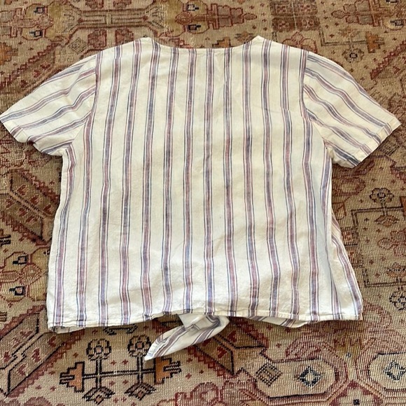Madewell | Agency Tie-Front Button Top in Sarasota Stripe Medium - Picture 10 of 10